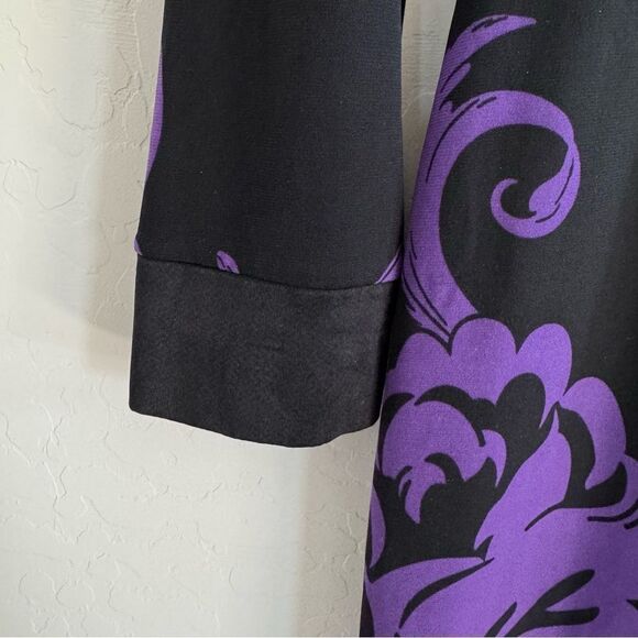 Cache Floral Print Sheath Dress Long Sleeve Stretch Silk Trim Size 4 - Picture 3 of 7